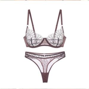 Commerce extérieur ultra-mince rassemblement ensemble de soutien-gorge en dentelle française soutien-gorge européen et américain sexy pur désir pour les gros seins montrent petit cro - Product Image 6