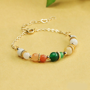 Bracciali con Catena e Maglie in Pietra Naturale di Giada Verde, Gioielli alla Moda, Bracciali con Perle di Giadeite Birmana, Bracciali con Perle di Giada del Myanmar - Product Image 2