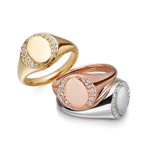 Custom Gold Oval Signet <strong>Ring</strong> Personalized logo <strong>Initials</strong> <strong>Rings</strong> for Men and Women - Product Image 2