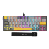 Ajazz NK61 Wired Gaming Keyboard Rainbow Light 60% Mini Portable Computer Compact Gamer Keyboard Red Switch Gaming Keyboard