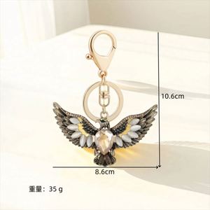 Women's Men's Cute Style Crystal Alloy Animal Birds Pendant Gold Color Eagle Keychain Rhinestone for Purse Bag Metal <b>Key</b> <b>Chain</b> - Product Image 3