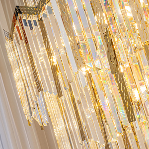 Lampu gantung, tempat lilin besar LED kristal emas bulat dekorasi pernikahan lorong gantung Hotel ruang tamu Modern - Product Image 6