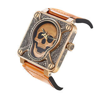 Montre mécanique automatique personnalisée OEM 40 mm ronde de style punk avec crâne en cristal de saphir Miyota, acier inoxydable, analogique, charme - Product Image 1