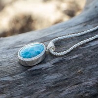 Collier en Larimar en argent sterling 925 pour femmes et filles de créateur de luxe au design de gros Collection de bijoux de meilleure qualité