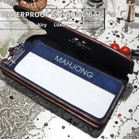 CHUANGHE Sac de rangement de luxe pour Mahjong en PVC respirant et imperméable pour 4 joueurs, design moderne pliable et portable, lettres brodées