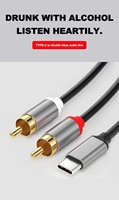 Câble audio stéréo Type-C USB vers double RCA mâle XLR, gaine en PVC, coque en alliage, plaqué or