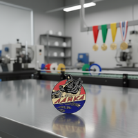 Médailles en alliage de zinc de haute qualité, design usine, avec ruban et logo personnalisé, badge moderne pour marathon, course à pied, Feng Shui