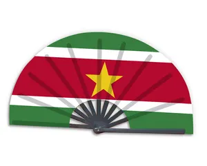 नई उत्पाद अनुकूलित राष्ट्रीय देश झंडा सूरीनाम तह बांस हाथ पकड़ा प्रशंसक