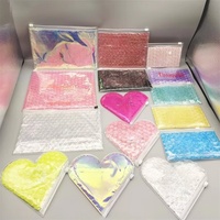 Sacs d'expédition réutilisables en PVC bleu en forme de cœur avec fermeture éclair à bulles, écologiques, recyclables, pour un rembourrage protecteur