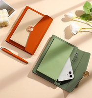 Carnet A5 Rechargeable 2024 à Feuilles Mobiles Design Portefeuille avec Logo Gaufré, Couverture en Cuir PU et Anneaux de Classeur à Boucle Magnétique