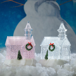 Adornos navideños de <span class=keywords><strong>Iglesia</strong></span> transparentes elegantes de lujo de Navidad de alta calidad para decoración navideña - Product Image 5