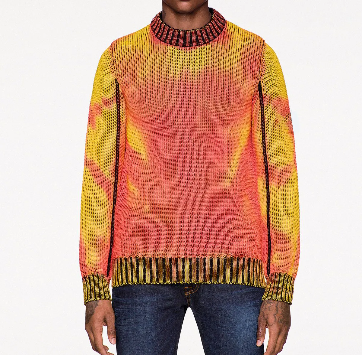 Custom Fashion Technology Rundhals ausschnitt aus verschiedenen Wetter thermo empfindlichen Garn Farbwechsel Pullover Männer
