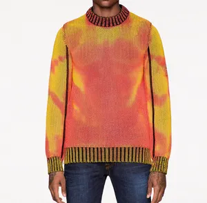 Custom Fashion Technology Crew Neck Made Different Weather Thermo Sensitive Yarn Color Changing Sweater Men