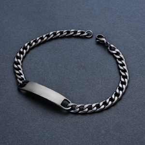 Ywganggu pulseira de aço inoxidável personalizada em branco curvada com corrente cubana para homens e mulheres joias de mão - Product Image 5
