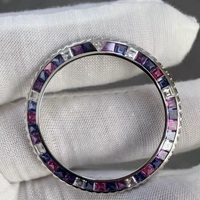 Modische Blau-Rosa Saphir-Gradient-Edelstein-Lünetten aus 18K Massivgold als Ersatzteil für Uhrenmodifikationen