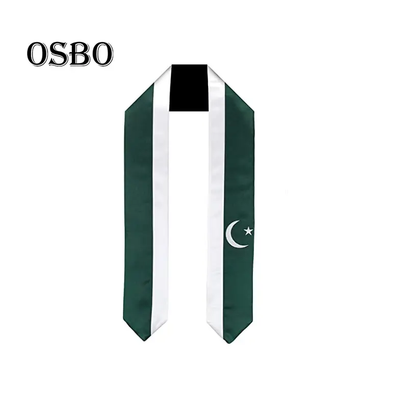 Pakistán bandera graduación marco/robó Internacional de Estudio en el extranjero adulto Unisex con logotipo de bordado de satén 100% poliéster.