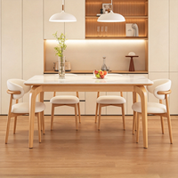 Ensemble de table à manger en pierre frittée et métal, design minimaliste, structure en acier au carbone, démontable et assemblable, durable pour les petits appartements