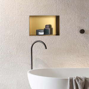 13.4 pouces or brossé acier inoxydable 304 armoire <span class=keywords><strong>murale</strong></span> moderne carrelage insérer <span class=keywords><strong>niche</strong></span> <span class=keywords><strong>murale</strong></span> salle de bain étagères de rangement douche - Product Image 6