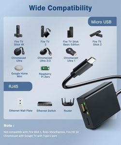 อะแดปเตอร์แปลงไมโครยูเอสบีเป็น <span class=keywords><strong>RJ45</strong></span> คุณภาพสูง รองรับการเชื่อมต่อเครือข่ายอีเธอร์เน็ต ใช้งานร่วมกับ 4K <span class=keywords><strong>Fire</strong></span> <span class=keywords><strong>Stick</strong></span> ได้ - Product Image 3