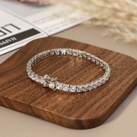 SB204 RINNTIN Venta caliente joyería de Corea lujo 2mm 3mm 4mm corte redondo 5A CZ ajuste de punta 925 pulsera de tenis de plata esterlina