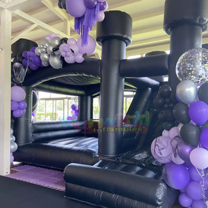 Castillo inflable comercial negro con tobogán para niños, ideal para Halloween. - Product Image 4