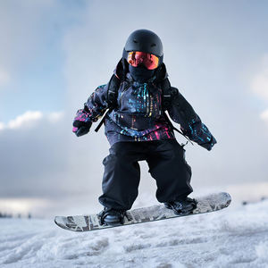 FLYSKI Nouvelle combinaison de ski pour enfants, à capuche, pour garçons et filles, veste épaisse et chaude coupe-vent rembourrée en polyester, hiver - Product Image 5