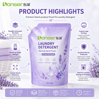 Sachet Doypack PE anti-humidité avec bec verseur pour emballage de savon liquide, gel douche, lessive et shampoing, rechargeable