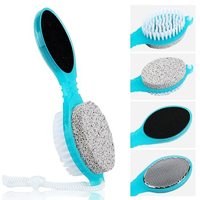 Logo personnalisé 4-en-1 brosse à récurer les pieds en plastique pour pédicure pierre ponce râpe à pieds papier de verre dissolvant de callosités lime pour les pieds