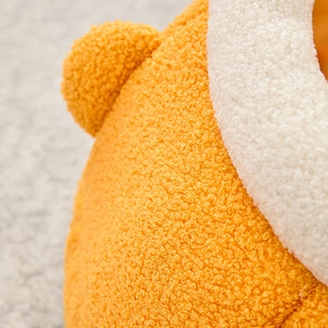 Round Orange Cat <b>House</b> With Lid Winter Warm Pet <b>Bed</b> For Indoor Cats Washable Polyester Fiber Filled - Product Image 2