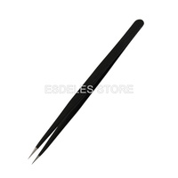 Vetus ESD Pinzette Pro Präzisions-Gebogene Pinzette Antistatisch SMD Schwarz Feinspitzen-Pinzette ESD-11