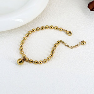 Custom Wholesale Stainless Steel Fashion <b>Bead</b> Bell <b>Bracelets</b> 14k 18k <b>Gold</b> Plated <b>Bracelet</b> & Bangles for Women - Product Image 3