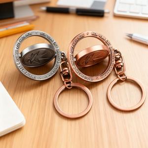 พวงกุญแจหมุนได้แบบสั่งทำจากโรงงาน รูปทรงกลม สีทอง สีเงิน ประดับด้วยเคลือบเงา ของที่ระลึกทางศาสนา - Product Image 2