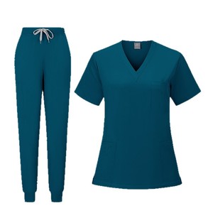 Women Scrub <b>Set</b> Short Sleeve V Neck Moisture Wicking Hospital Uniforms Split <b>Set</b> For Nurses <b>Doctors</b> Operating Room Staff - Product Image 5