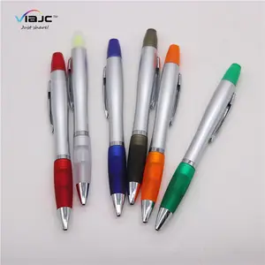 advertising novelty 2 head plastic drawing ballpoint ball pen with highlighter