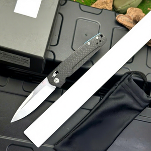 Couteau pliant Tredknix BM485 en fibre de carbone pour la défense personnelle, la chasse et le camping, lame en acier M390, pointe de lance, épaisseur 0,3 mm, OEM - Product Image 1