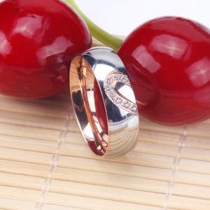 One Pair of Selling <b>Couple</b> Rings 18k Real Gold Plated Stainless Steel Engagement Ring Set Simple Diamond Zircon Ring - Product Image 4