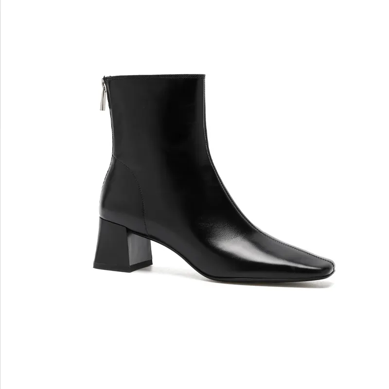 Botas finas elásticas de tacón alto grueso de alta calidad, botas para mujer, nuevos calcetines de cuero, botas, botines para mujer