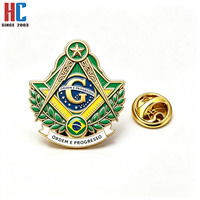 Pin de Solapa Masónico Personalizado con la Bandera Nacional de Brasil, 20 Años de Experiencia de Fábrica, Ordem y Progreso, Compás Cuadrado, Símbolo G, Broche de Metal