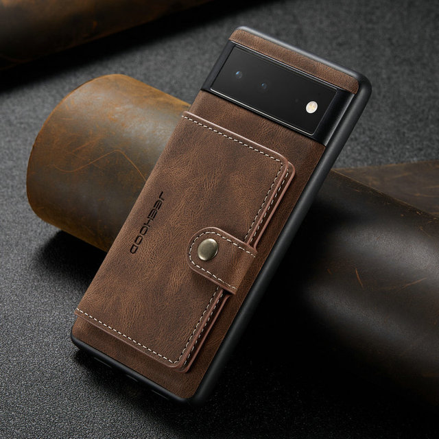 Detachable Phone Case Magnetic Card Pocket Leather Wallet Back Cover for Google Pixel 7 8 Pro 6A 6 8A 9