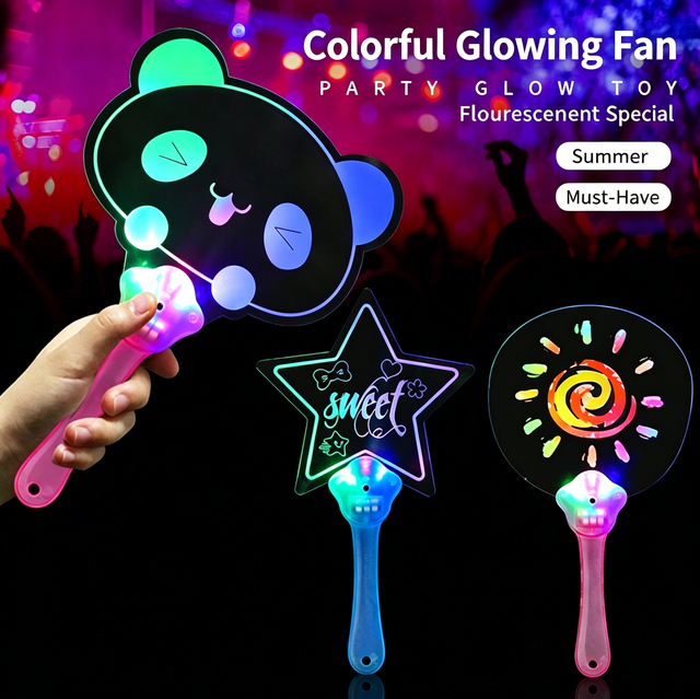 Wholesale Custom Logo Acrylic LED Hand Fan 7 Mode Changing High Quality Portable Cute Theme for Promotional Trade Show Souvenirs