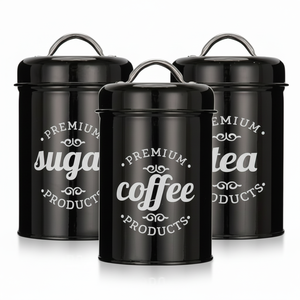 <b>Black</b> Polished Vegetable Container <b>Box</b> Metal Home Kitchen Use Deep & Large <b>Storage</b> Canister Set Container <b>Box</b> - Product Image 1