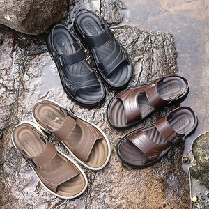 รองเท้าแตะหนังผู้ชายสีน้ำตาลพื้นหนาแบบติดเวลโครรองเท้าชายหาดลำลองแบบสวมแบบแบนยี่ห้อสปอร์ต้า - Product Image 4