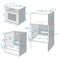 Grill électrique encastrable et four à convection 60 cm, 13 fonctions, commande tactile, 75 L