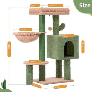 Torre de lujo moderna para gatos de interior, cómoda hamaca de condominio, cactus de sisal Natural, campana colgante, bola acolchada, percha superior de madera grande - Product Image 4