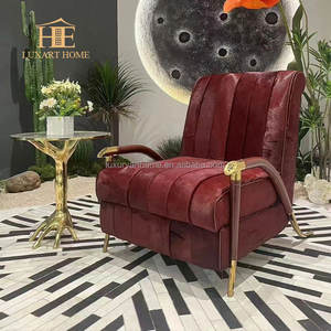 Salon de luxe italien <span class=keywords><strong>fauteuil</strong></span> <span class=keywords><strong>relax</strong></span> <span class=keywords><strong>en</strong></span> <span class=keywords><strong>cuir</strong></span> véritable crin <span class=keywords><strong>rouge</strong></span> <span class=keywords><strong>fauteuil</strong></span> d'appoint moderne de luxe - Product Image 2