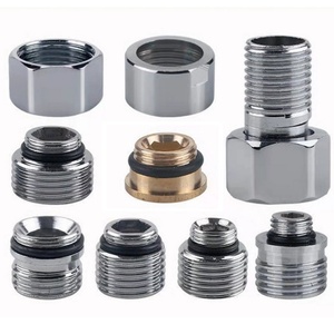 Adaptador de grifo de latón macizo con rosca macho de 18 mm, accesorios para grifos de baño, adaptador desviador, tuerca excéntrica y manguito - Product Image 3