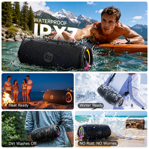 Enceinte Bluetooth d'extérieur 60W, étanche IPX7, sans fil, avec mode diffusion, prise en charge AUX, lecture de clé USB, Boombox - Product Image 3