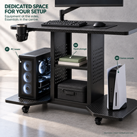 Bureau d'ordinateur mobile avec étagères de rangement, table de jeu roulante, poste de travail compact pour bureau à domicile sur roulettes, fournisseur OEM en gros