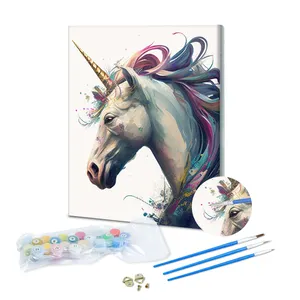 Vente en gros de kits de peinture à l'huile par numéros DIY peinture acrylique belle licorne peinture par numéros pour chambre d'enfant Art mural décoration intérieure