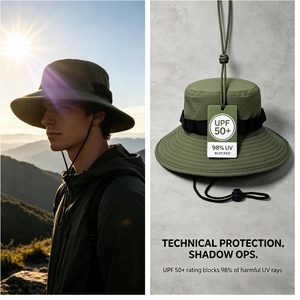 Packable Wide Brim Safari Boonie Hat Nylon Cartoon Velour Lightweight UV Protection <b>Hiking</b> Sun Protection Camping Bucket <b>Cap</b> - Product Image 4